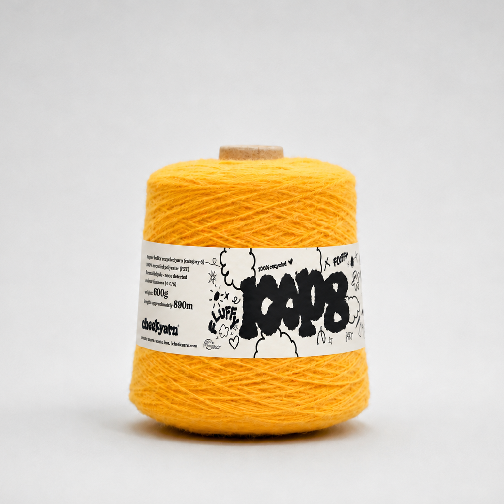 Loop 8 recycled super bulky yarn cone by Cheekyarn — tufting yarn review by UK Tufting
