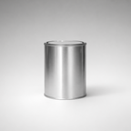 Silver metal canister on a white background