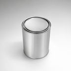 Silver cylindrical container on a gray background