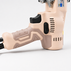 Close-up of the AK-V Desert Brown ergonomic grip, trigger and motor vents — UK Tufting