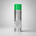 Spray can with green lid on a gray background