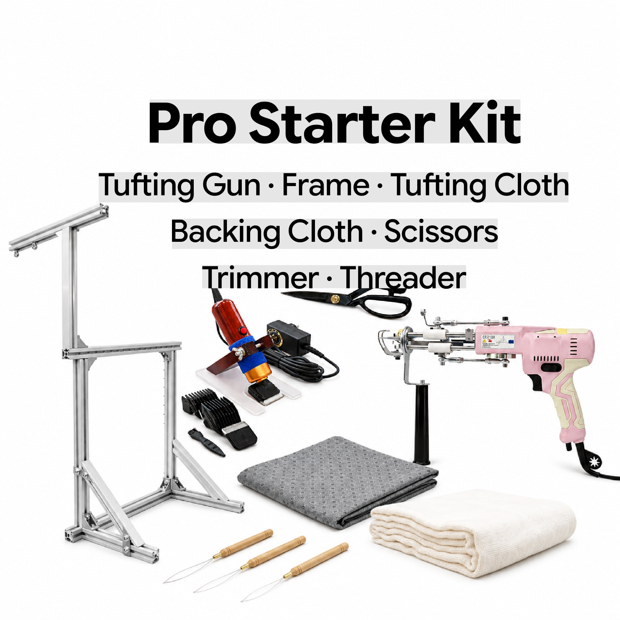 Pro Tufting Starter Kit | Gun, Frame, Trimmer & Full Bundle