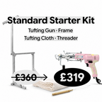 Standard Tufting Starter Kit — AK-V tufting gun, 
aluminium frame, tufting cloth and wood threader 
bundle for beginner rug making, UK Tufting